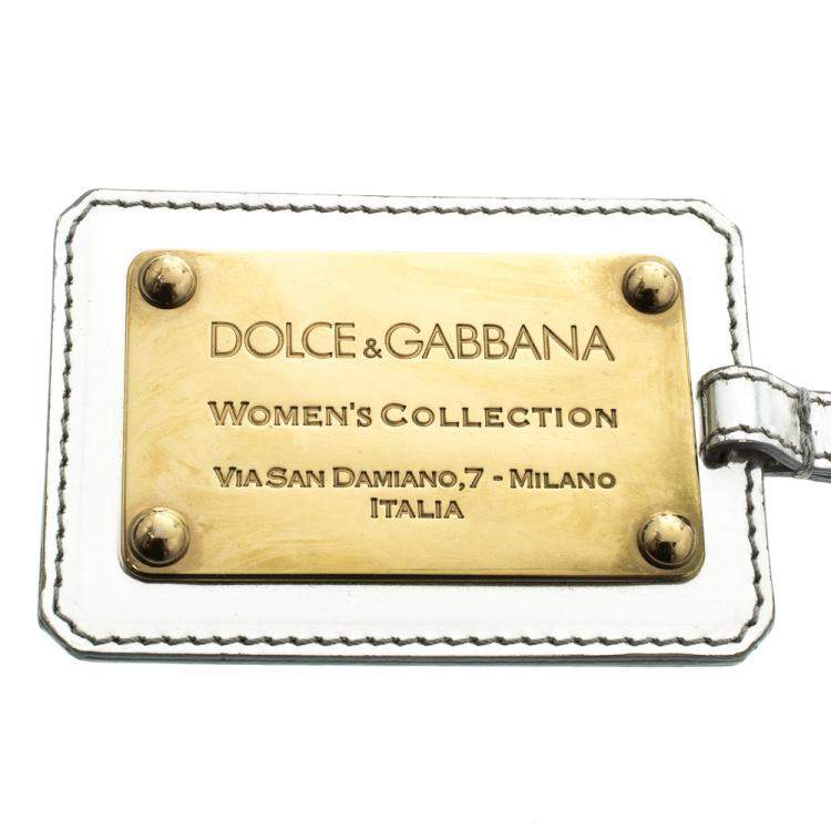 Pre Owned Dolce & Gabbana Silver & Gold Tone Logo Plaque Keyring