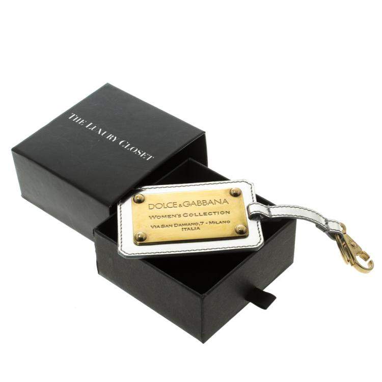 Pre Owned Dolce & Gabbana Silver & Gold Tone Logo Plaque Keyring