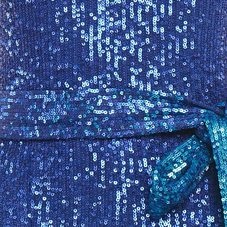 مملوكة مسبقًا Dress The Population Electric Blue Sequin Belted Stevie Jumpsuit XS 