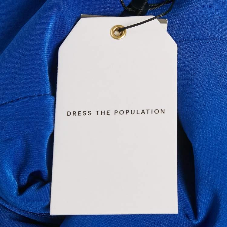 مملوكة مسبقًا Dress The Population Electric Blue Sequin Belted Stevie Jumpsuit XS 