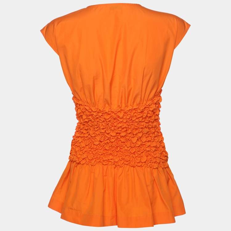 Pre Owned Dries van Noten Orange Cotton Poplin Top M
