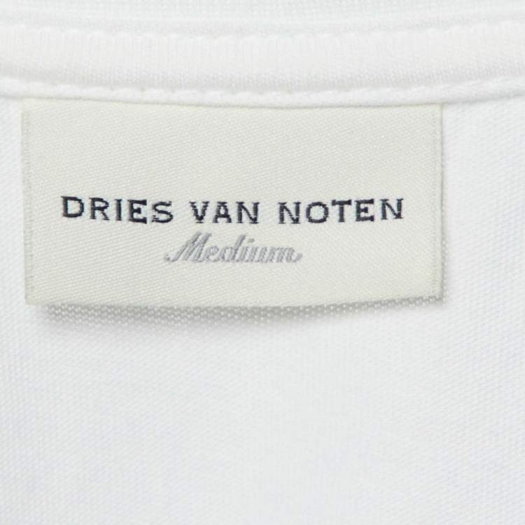 Pre Owned Dries van Noten White Cotton Ruffled Tulle Sleeveless Top M