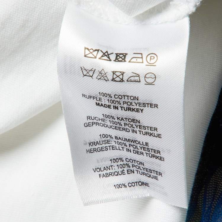 Pre Owned Dries van Noten White Cotton Ruffled Tulle Sleeveless Top M