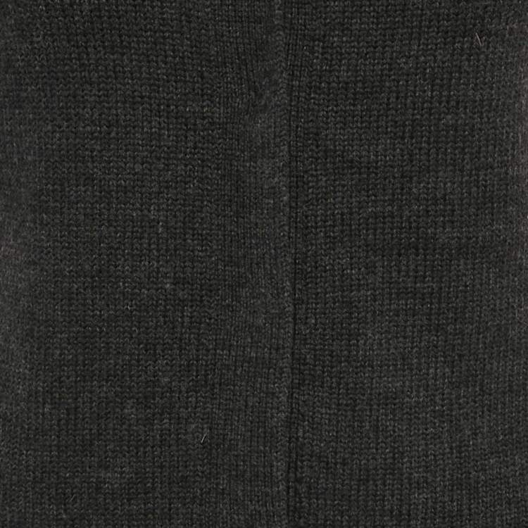 Pre Owned Dries van Noten Grey Detachable Fur Trim Sleeveless Cardigan M