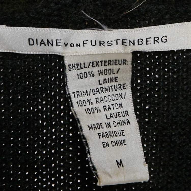 Pre Owned Dries van Noten Grey Detachable Fur Trim Sleeveless Cardigan M