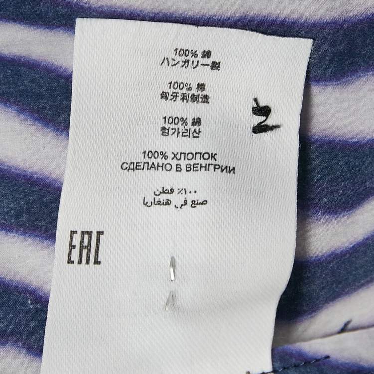 Pre Owned Dries van Noten Navy/Multicolor Printed Cotton Button Front Shirt M