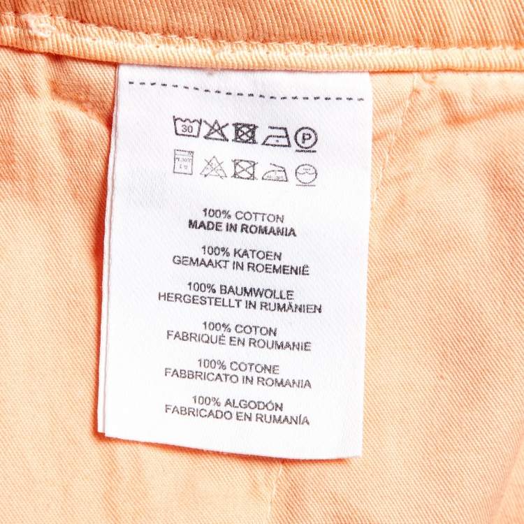 Pre Owned Dries van Noten Orange Cotton Pleated Wide Leg Trousers M
