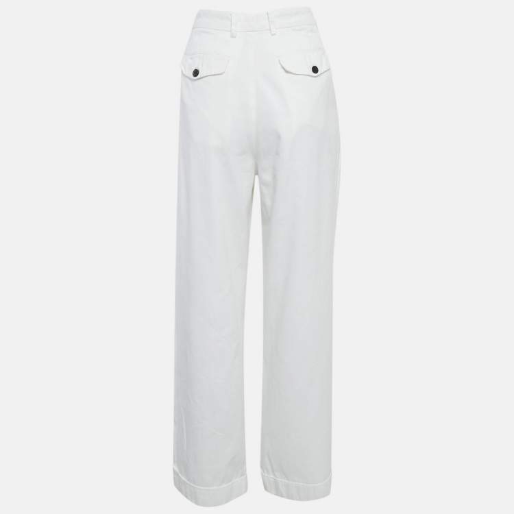 Pre Owned Dries van Noten White Cotton Drill Tapered Jeans L Waist 32"