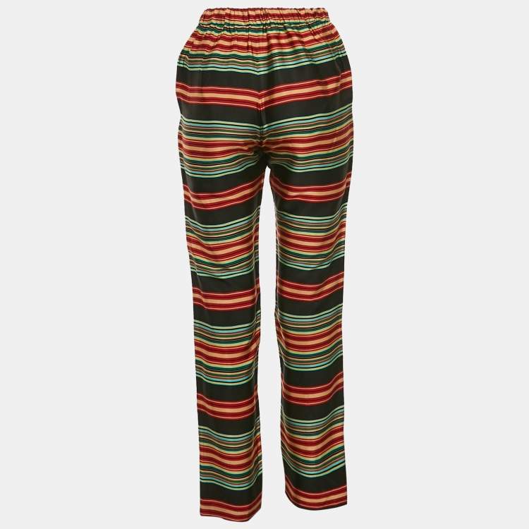 Pre Owned Dries van Noten Multicolor Stripe Satin Trousers S
