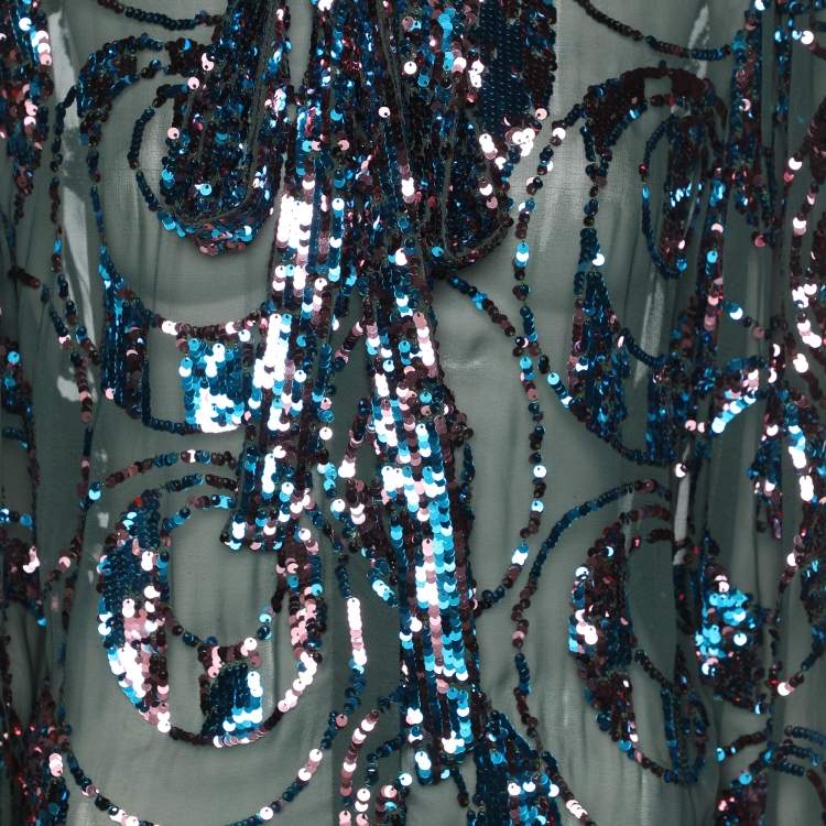 Pre Owned Dries van Noten Multicolor Sequined Knit Cardigan M