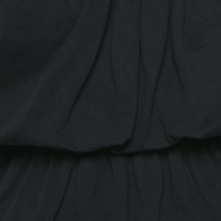 Pre Owned Dries van Noten Black Cotton Knit Elasticized Detail Top S