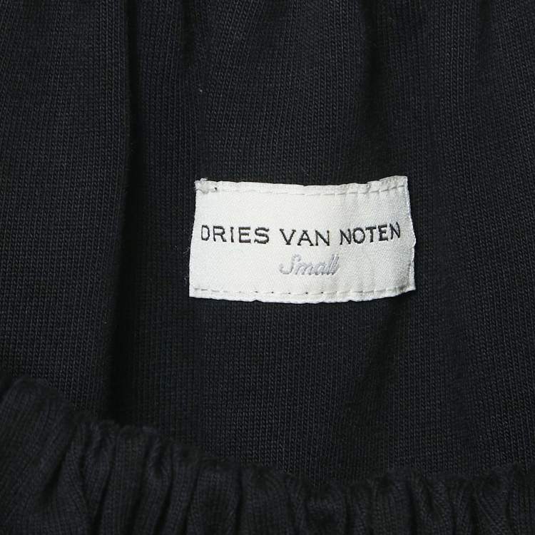 Pre Owned Dries van Noten Black Cotton Knit Elasticized Detail Top S