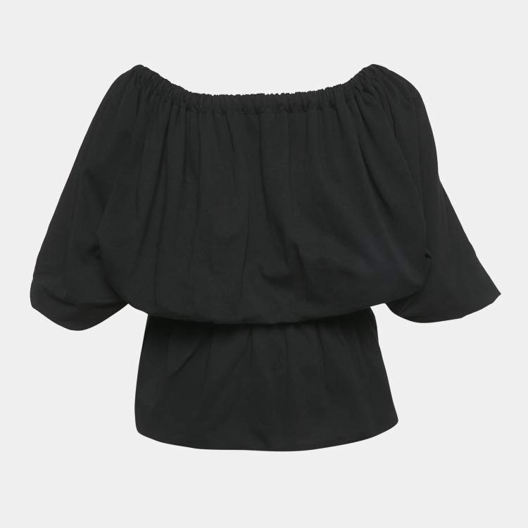 Pre Owned Dries van Noten Black Cotton Knit Elasticized Detail Top S
