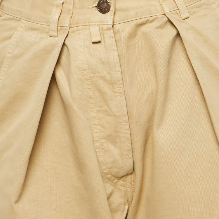 Pre Owned Dries van Noten Beige Snake Embroidered Cotton Trousers S