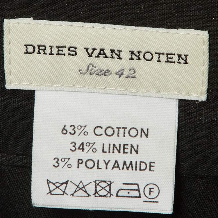 Pre Owned Dries van Noten Black Lurex Floral Embroidered Bermuda Shorts L