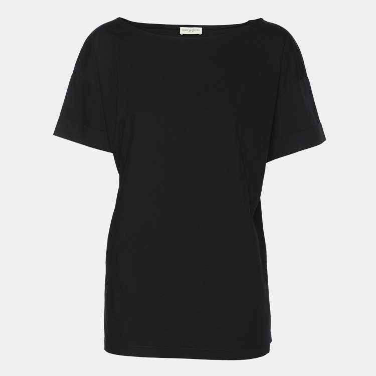 Tシャツ・カットソー DRIES VAN NOTEN JERSEY CREW NECK T-SHIRT Dries van Noten Black Cotton Crew Neck T-Shirt M Dries van