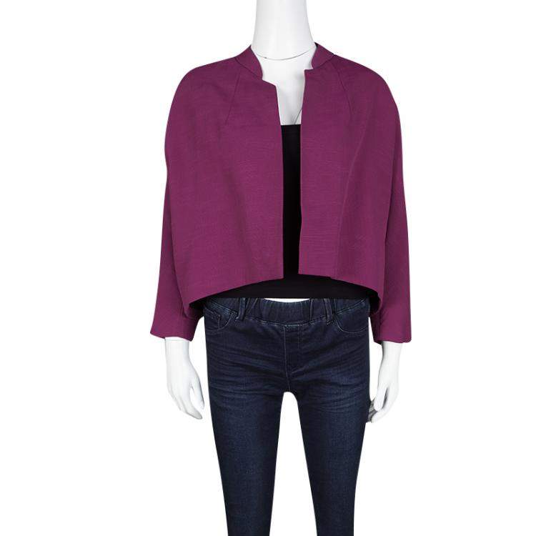 Pre Owned Dries Van Noten Pink Textured Open Front Cropped Jacket S