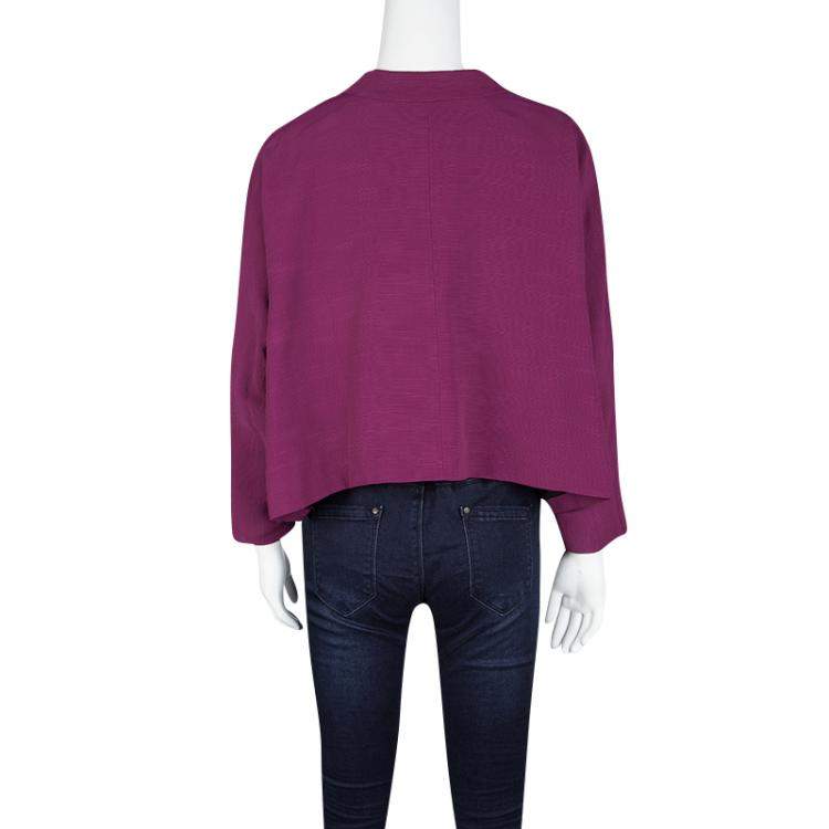 Pre Owned Dries Van Noten Pink Textured Open Front Cropped Jacket S