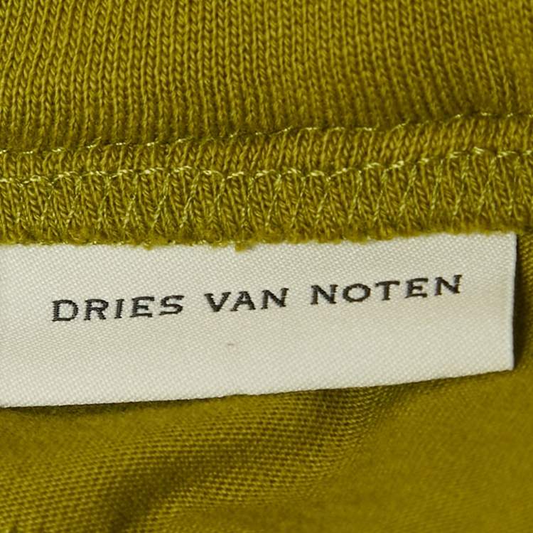 Pre Owned Dries van Noten Green Cotton Knit Wide Leg Pants M