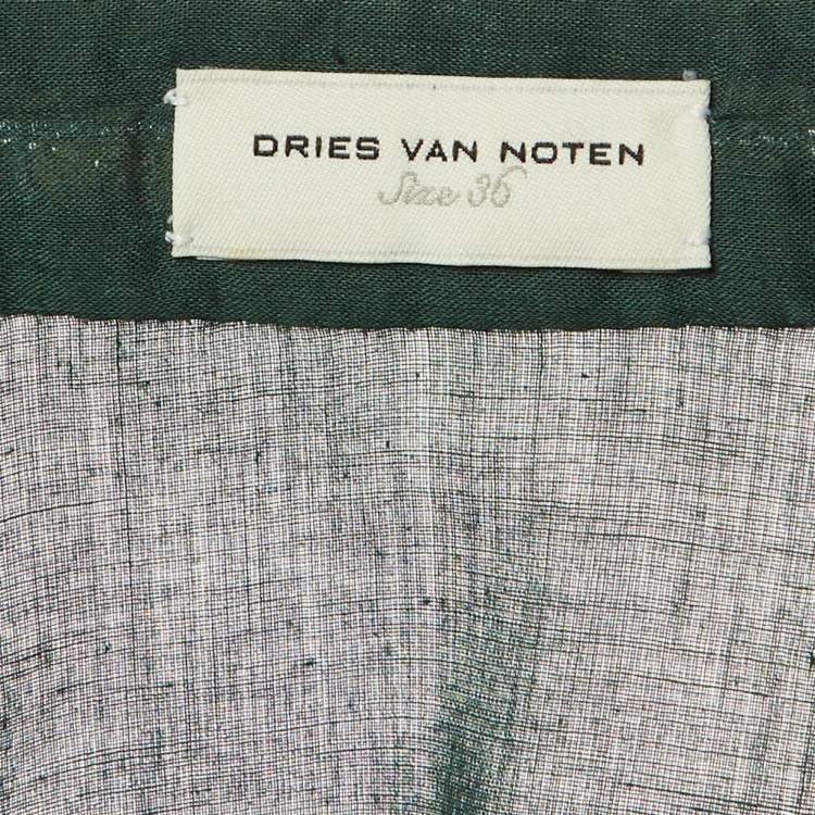Pre Owned Dries van Noten Green Embroidered Cotton Wrap Top S
