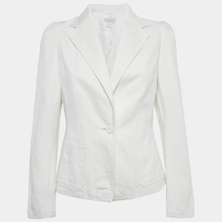 Pre Owned Dries van Noten White Denim Button Front Jacket M