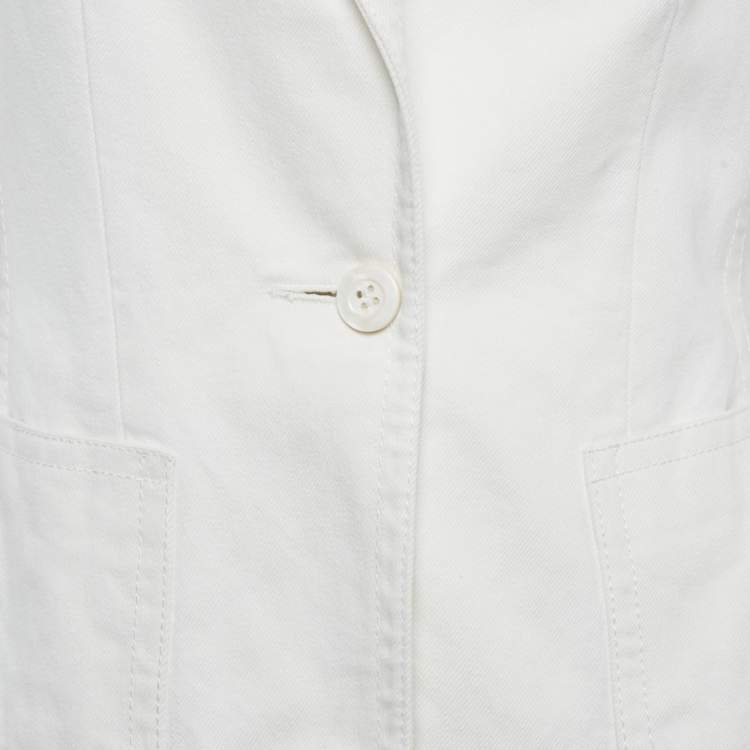 Pre Owned Dries van Noten White Denim Button Front Jacket M