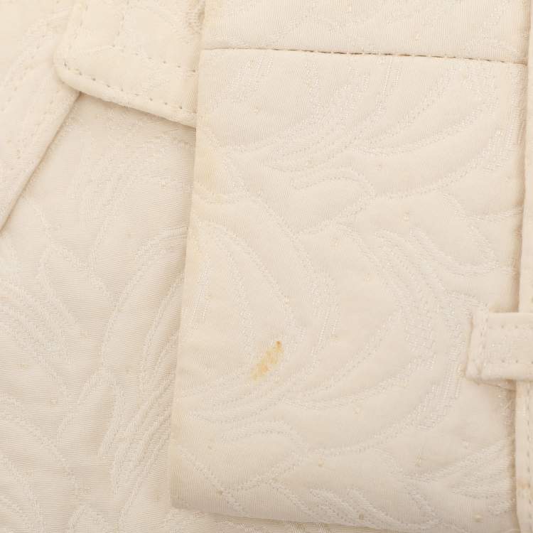 Pre Owned Dries van Noten Cream Jacquard Wool Belted Long Coat M