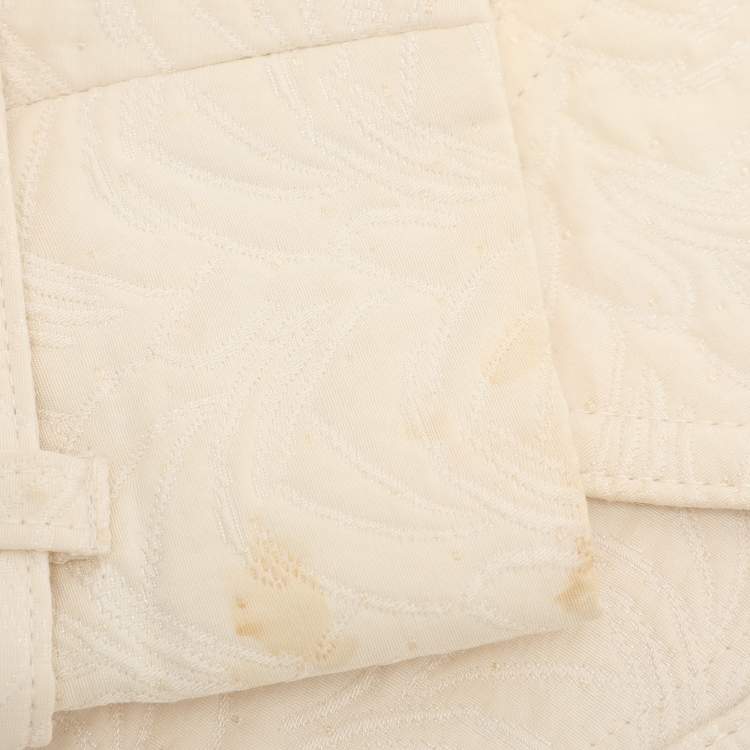 Pre Owned Dries van Noten Cream Jacquard Wool Belted Long Coat M