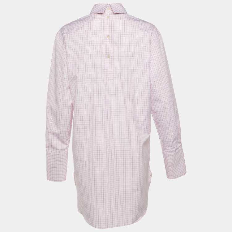 Pre Owned Dries van Noten Pink Checkered Print Cotton Corso Shirt M