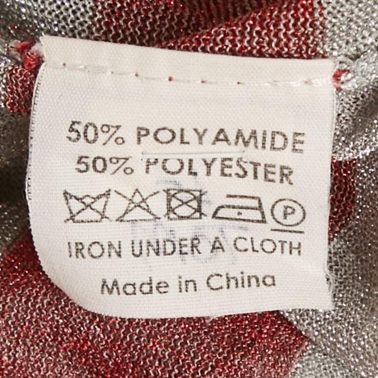 Pre Owned Dries Van Noten Red/Grey Striped Lurex Knit Oversized T-Shirt M