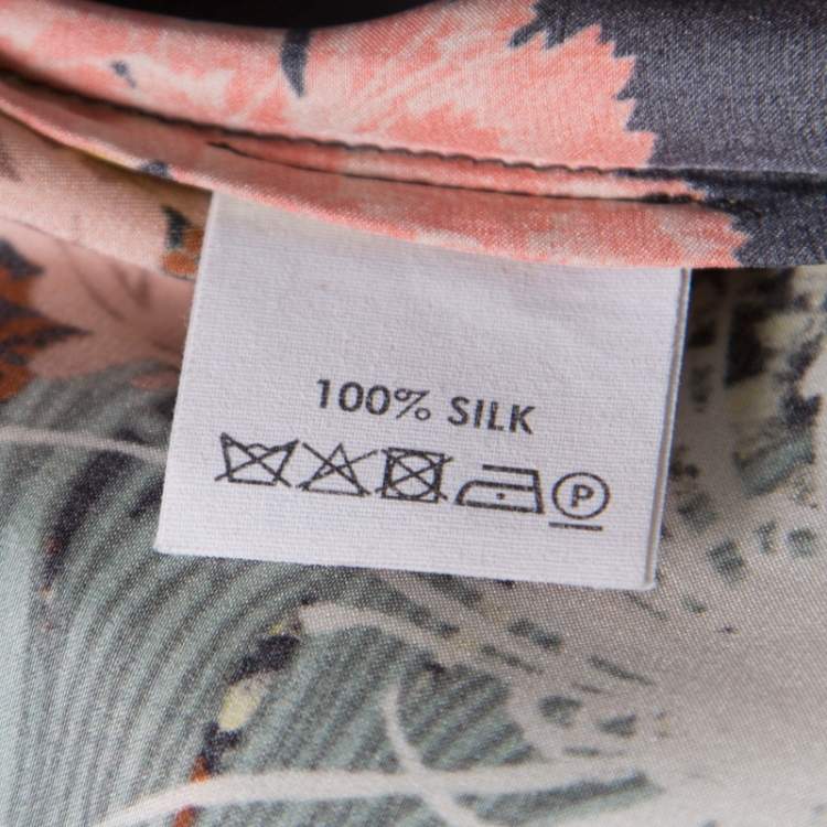 Pre Owned Dries van Noten Black Oriental Floral Printed Silk Halter Maxi Dress S