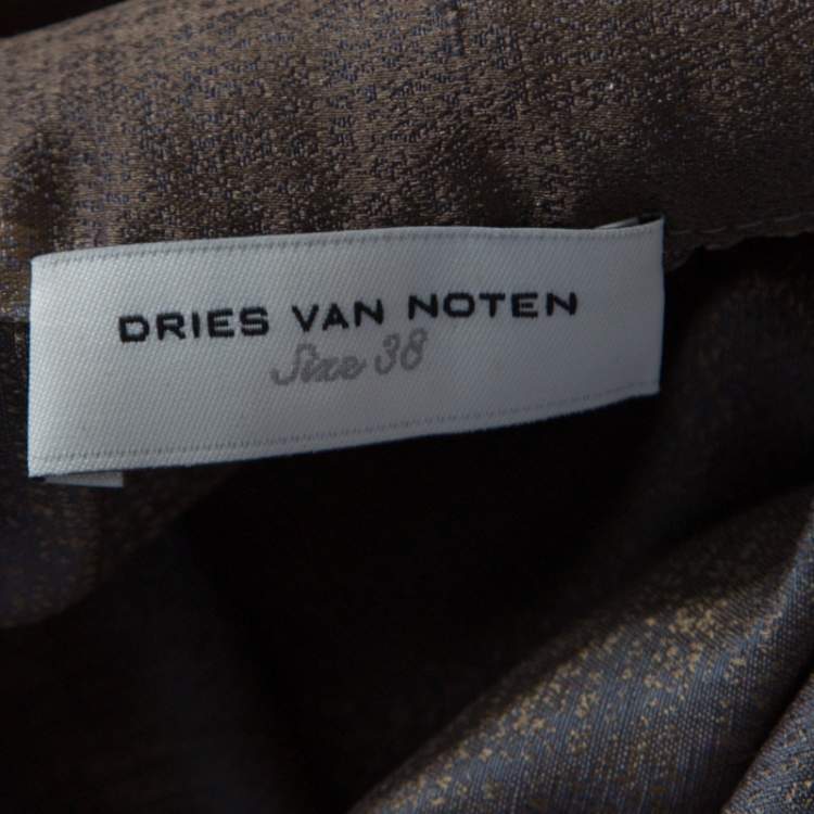 Pre Owned Dries van Noten Brown Silk Short Sleeve Top M 