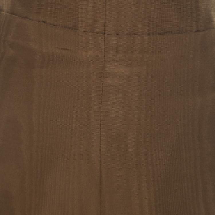 Pre Owned Dries Van Noten Bronze Gold Striped Cotton Blend Maxi Skirt S