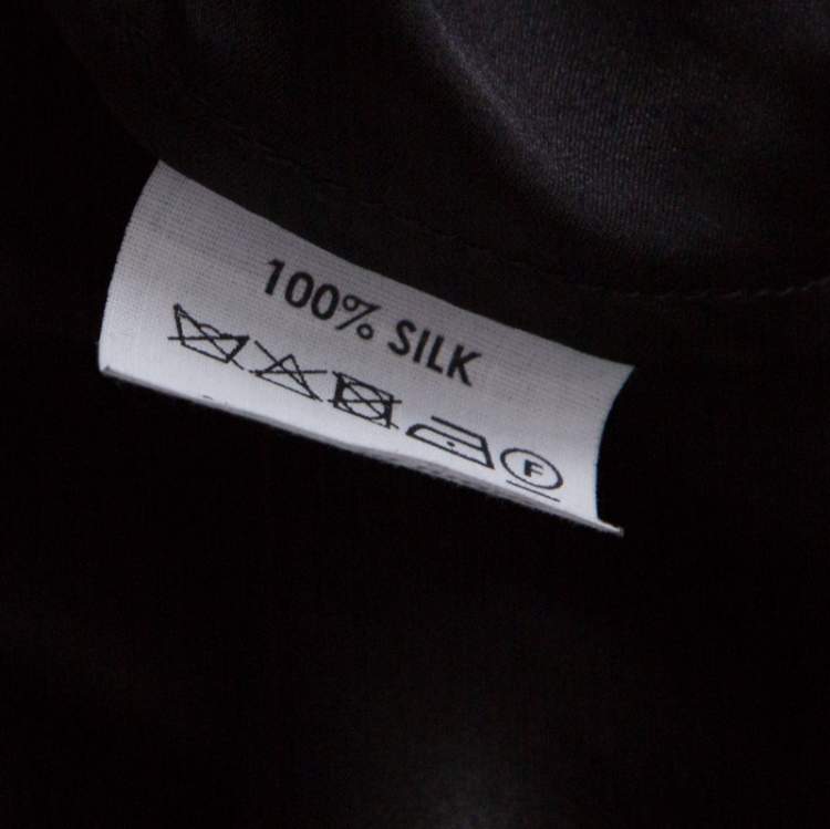 Pre Owned Dries van Noten Black Silk Sequin Embellished Draped Dress L