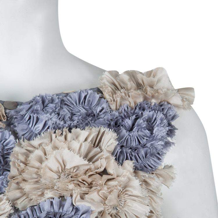 Pre Owned Dries Van Noten Floral Applique Textured Sleeveless Backless Top S