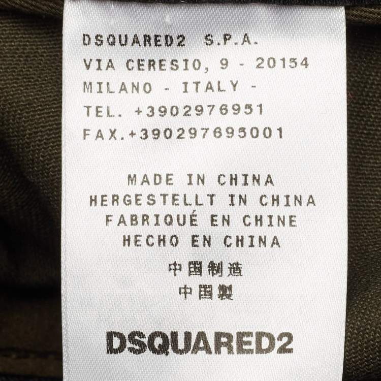 Pre Owned Dsquared2 Olive Green Icon Embroidered Canvas Baseball Cap One Size