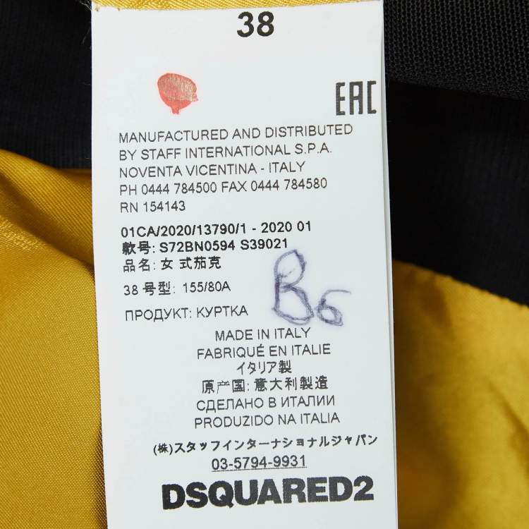 Pre Owned Dsquared2 Green Gabardine and Printed Crepe Zip-Up Jacket S