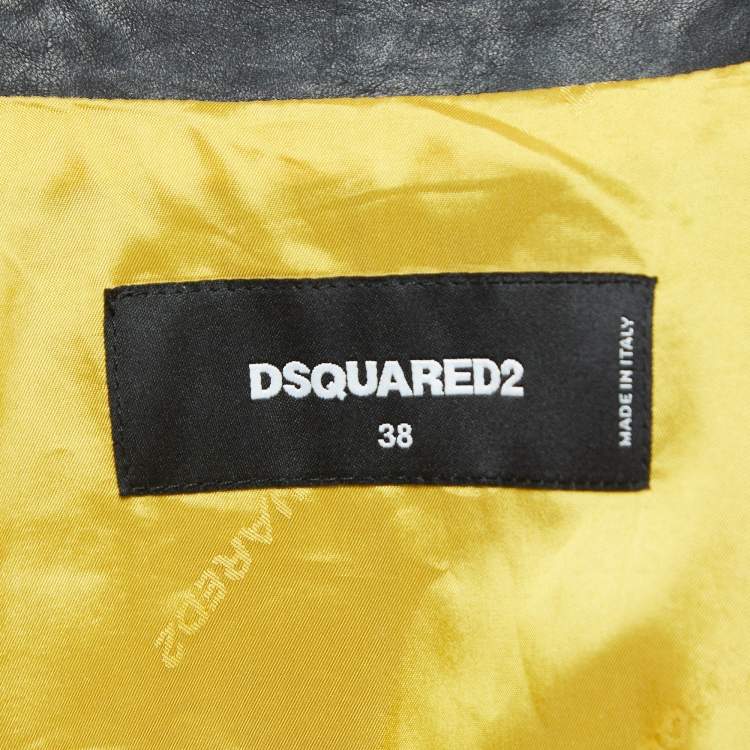 Pre Owned Dsquared2 Green Gabardine and Printed Crepe Zip-Up Jacket S