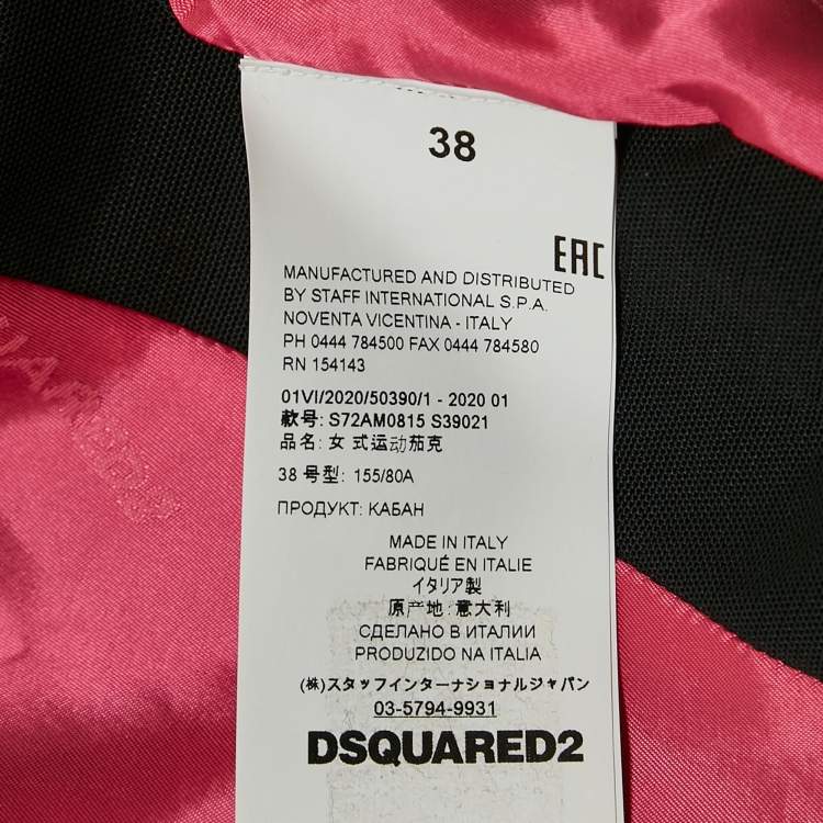 Pre Owned Dsquared2 Black Floral Print Denim and Crepe Gathered Jacket S