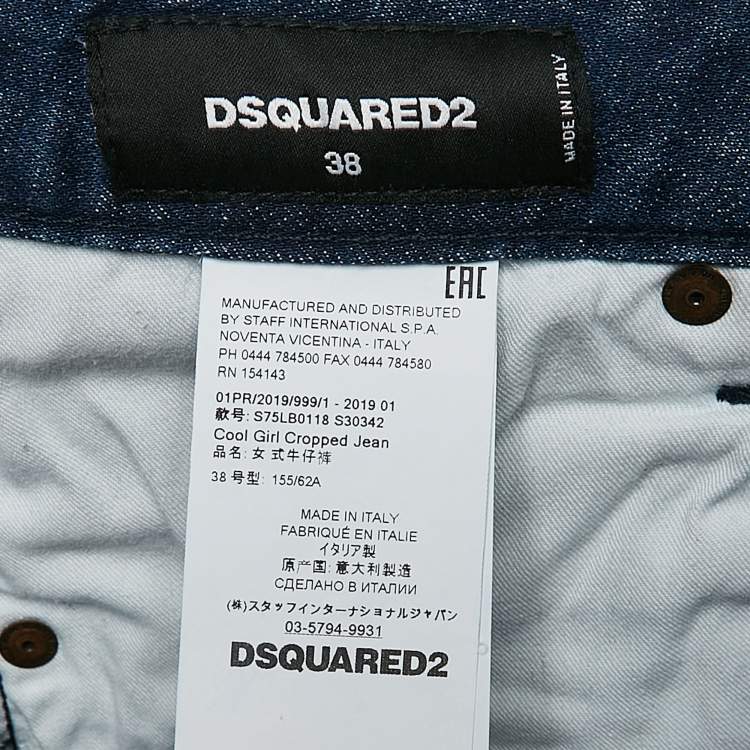 Pre Owned Dsqaured2 Blue Washed Denim Cool Girl Cropped Jeans S Waist 32"