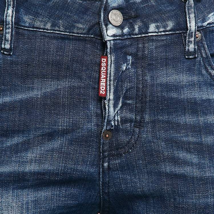 Pre Owned Dsqaured2 Blue Washed Denim Cool Girl Cropped Jeans S Waist 32"