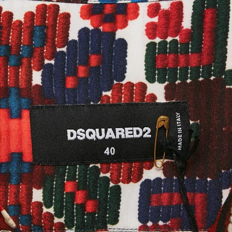 Pre Owned Dsquared2 Multicolor Printed Sateen Easy Dean Shirt S