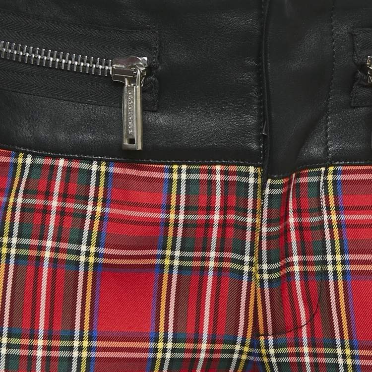 Pre Owned Dsquared2 Red/Blue Scottish Check and Denim Denise Fit Jeans S Waist 29'