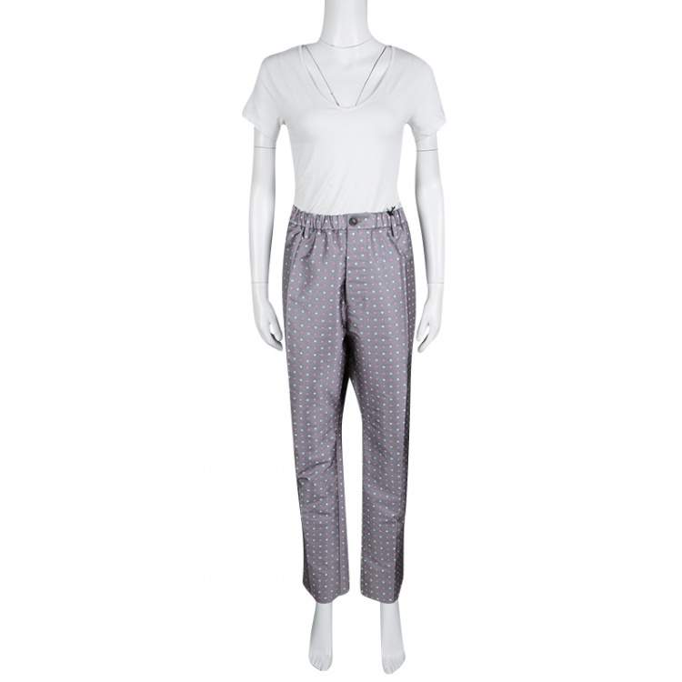 Pre Owned Dsquared2 Grey Contrast Floral Pattern Jacquard Pants XXL