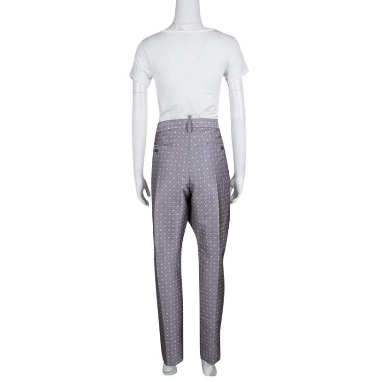 Pre Owned Dsquared2 Grey Contrast Floral Pattern Jacquard Pants XXL