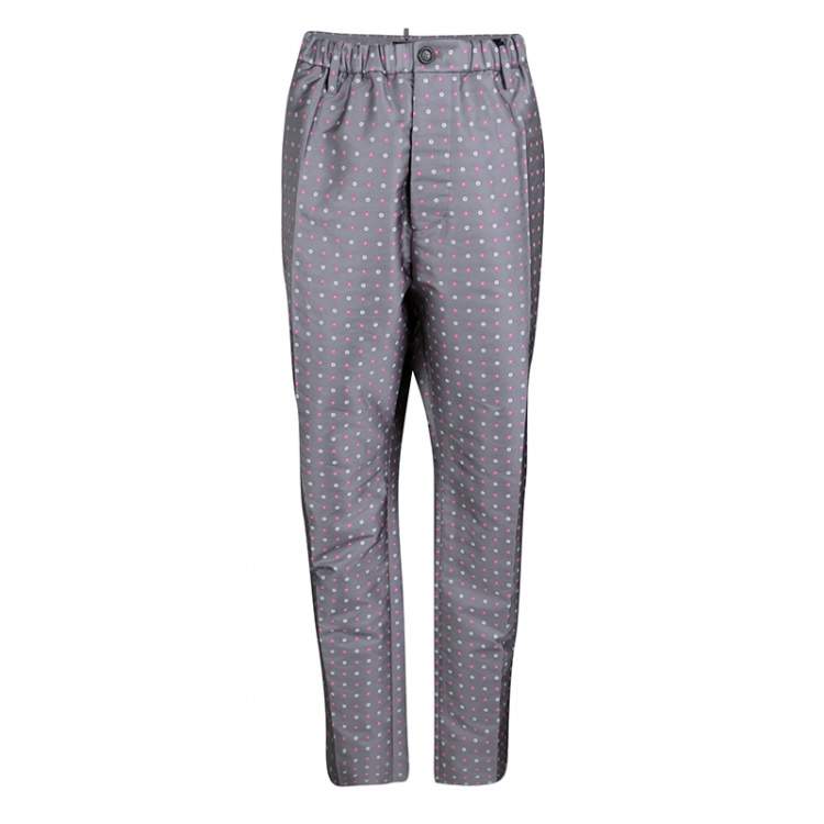 Pre Owned Dsquared2 Grey Contrast Floral Pattern Jacquard Pants XXL
