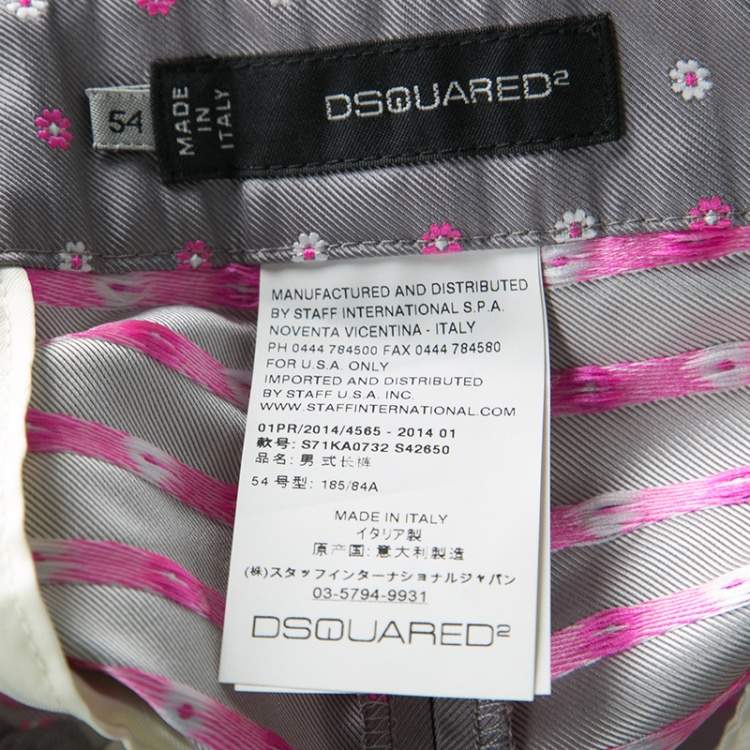 Pre Owned Dsquared2 Grey Contrast Floral Pattern Jacquard Pants XXL