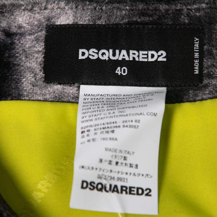Pre Owned Dsquared2 Grey Astrakhan Effect Velvet Mini Skirt S