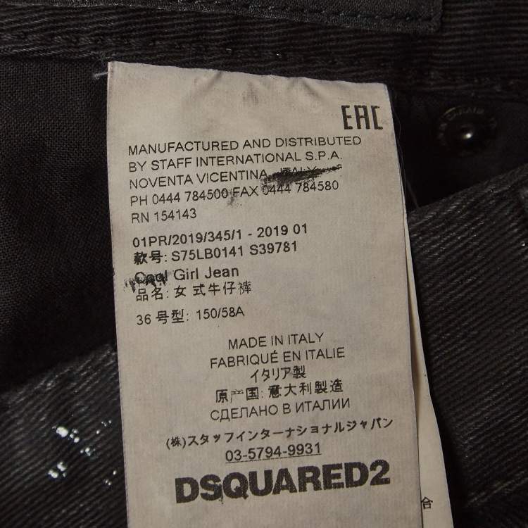 Pre Owned Dsquared2 Black Paint Splash Denim Straight-Leg Jeans M Waist 29''