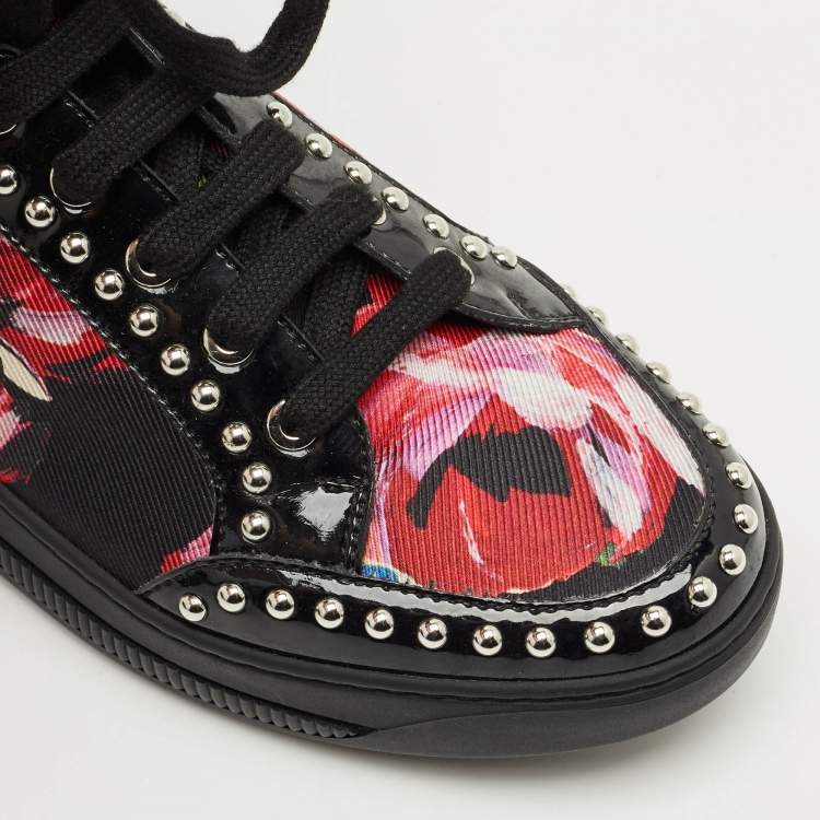 Pre Owned Dsquared2 Multicolor Floral Print Canvas and Patent Leather High Top Sneakers Size 38